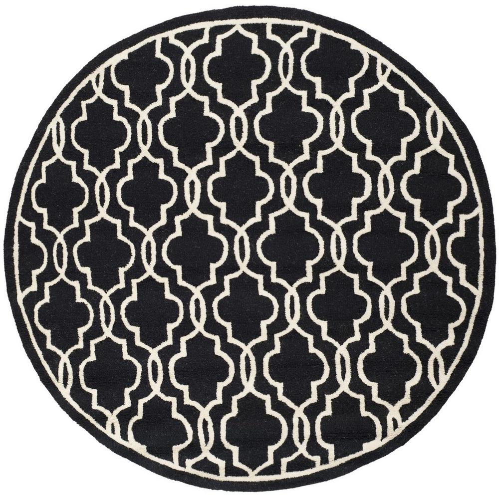 CAMBRIDGE, BLACK / IVORY, 6' X 6' Round, Area Rug, CAM131E-6R