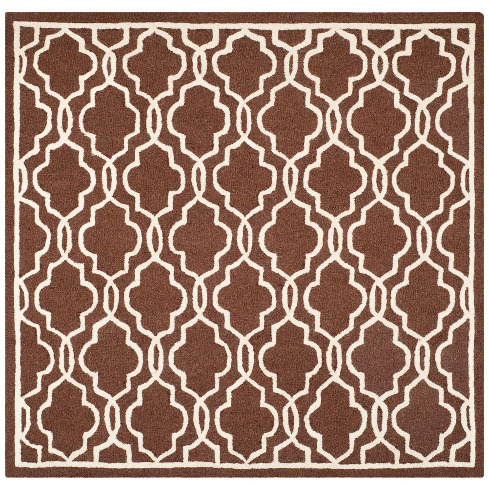 CAMBRIDGE, DARK BROWN / IVORY, 6' X 6' Square, Area Rug, CAM131H-6SQ