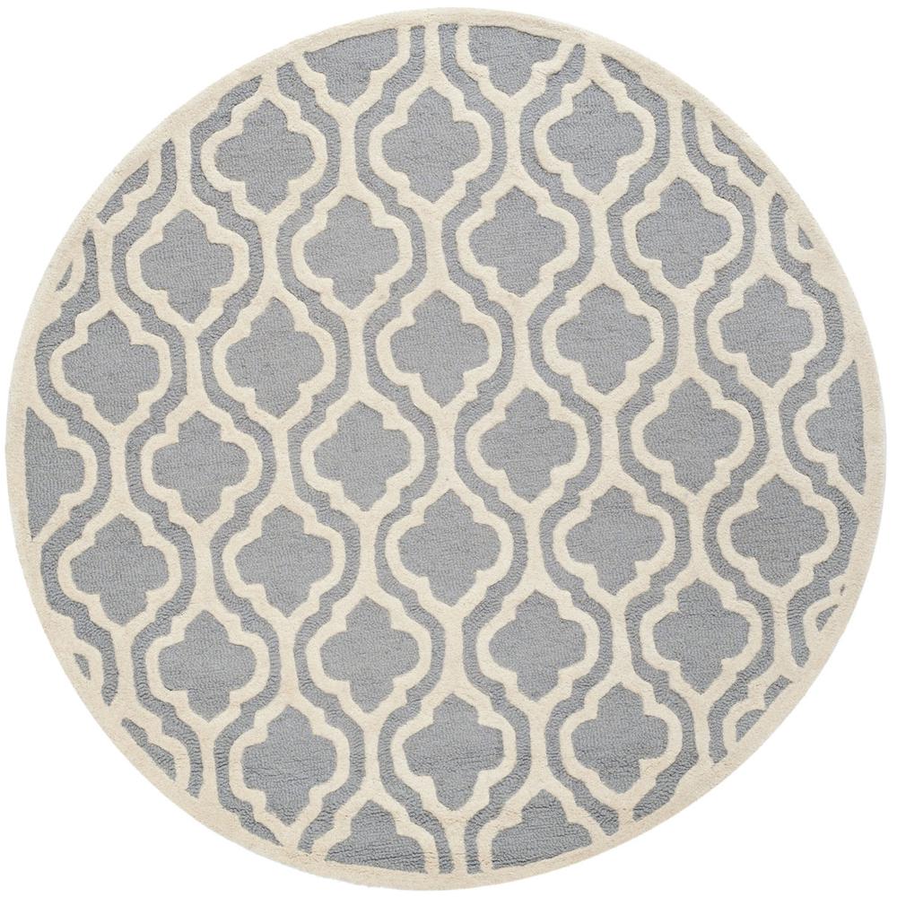 CAMBRIDGE, SILVER / IVORY, 4' X 4' Round, Area Rug, CAM132D-4R