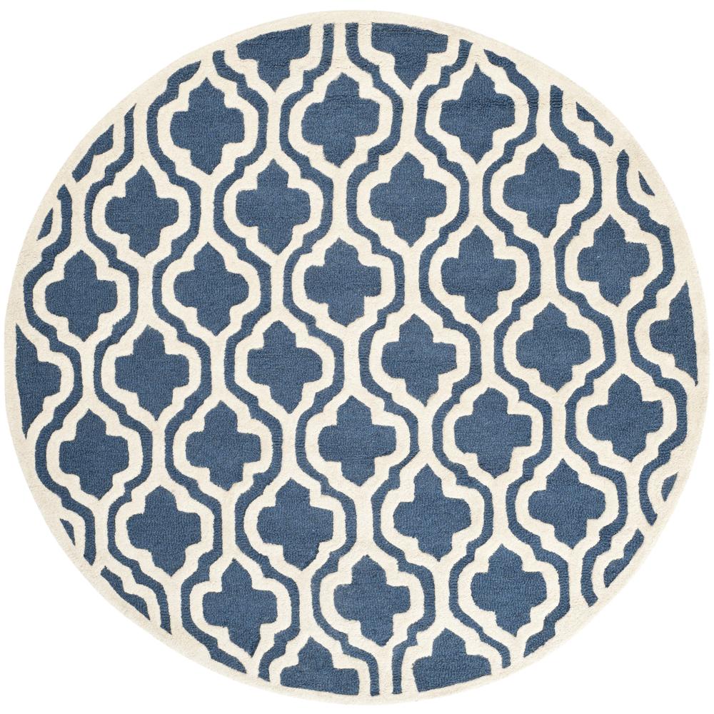 CAMBRIDGE, NAVY / IVORY, 4' X 4' Round, Area Rug, CAM132G-4R