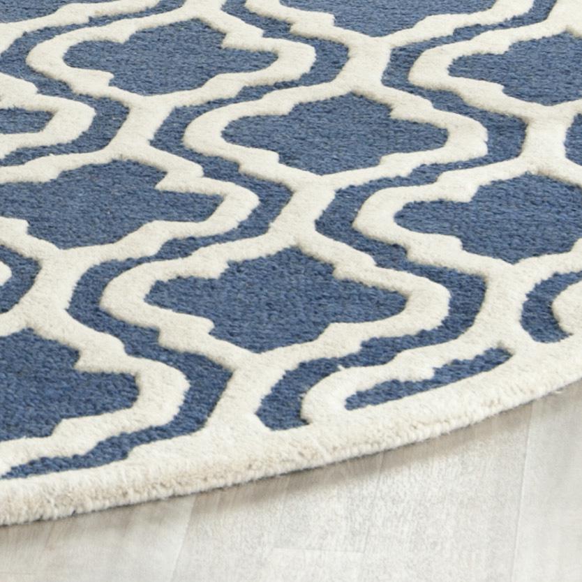 CAMBRIDGE, NAVY / IVORY, 8' X 8' Round, Area Rug, CAM132G-8R