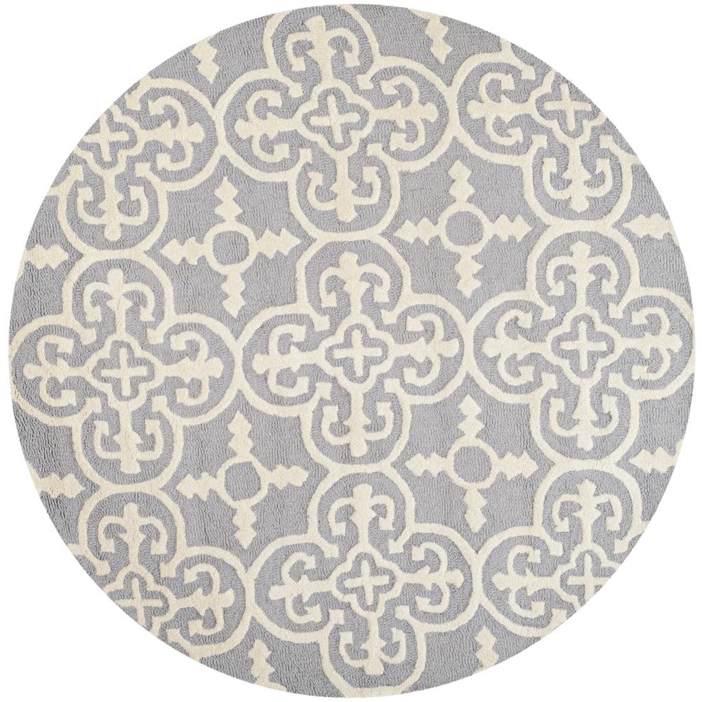 CAMBRIDGE, SILVER / IVORY, 6' X 6' Round, Area Rug, CAM133D-6R