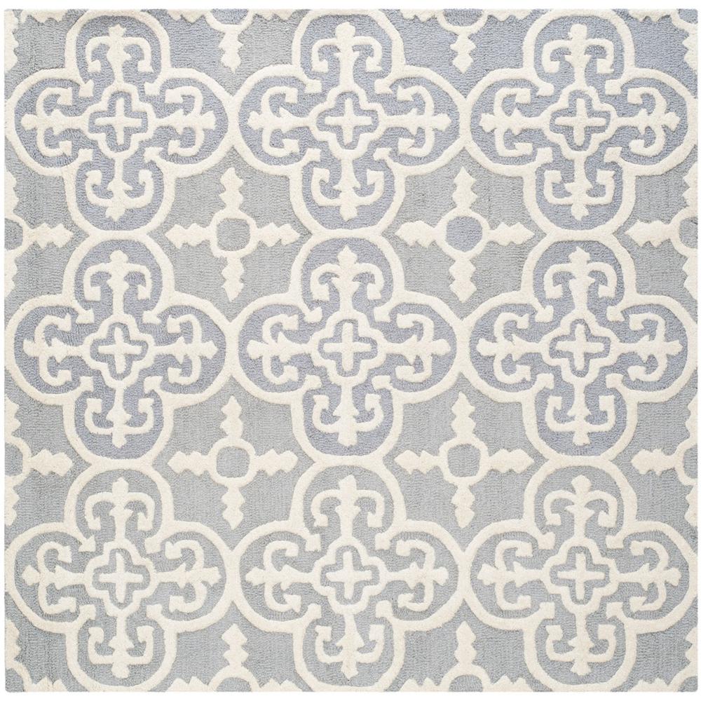 CAMBRIDGE, SILVER / IVORY, 4' X 4' Square, Area Rug, CAM133D-4SQ