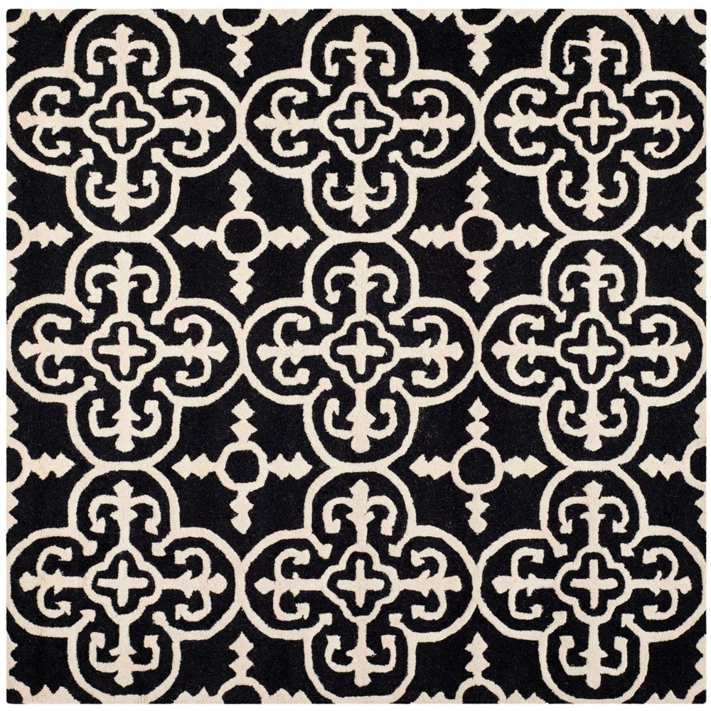 CAMBRIDGE, BLACK / IVORY, 6' X 6' Square, Area Rug, CAM133E-6SQ