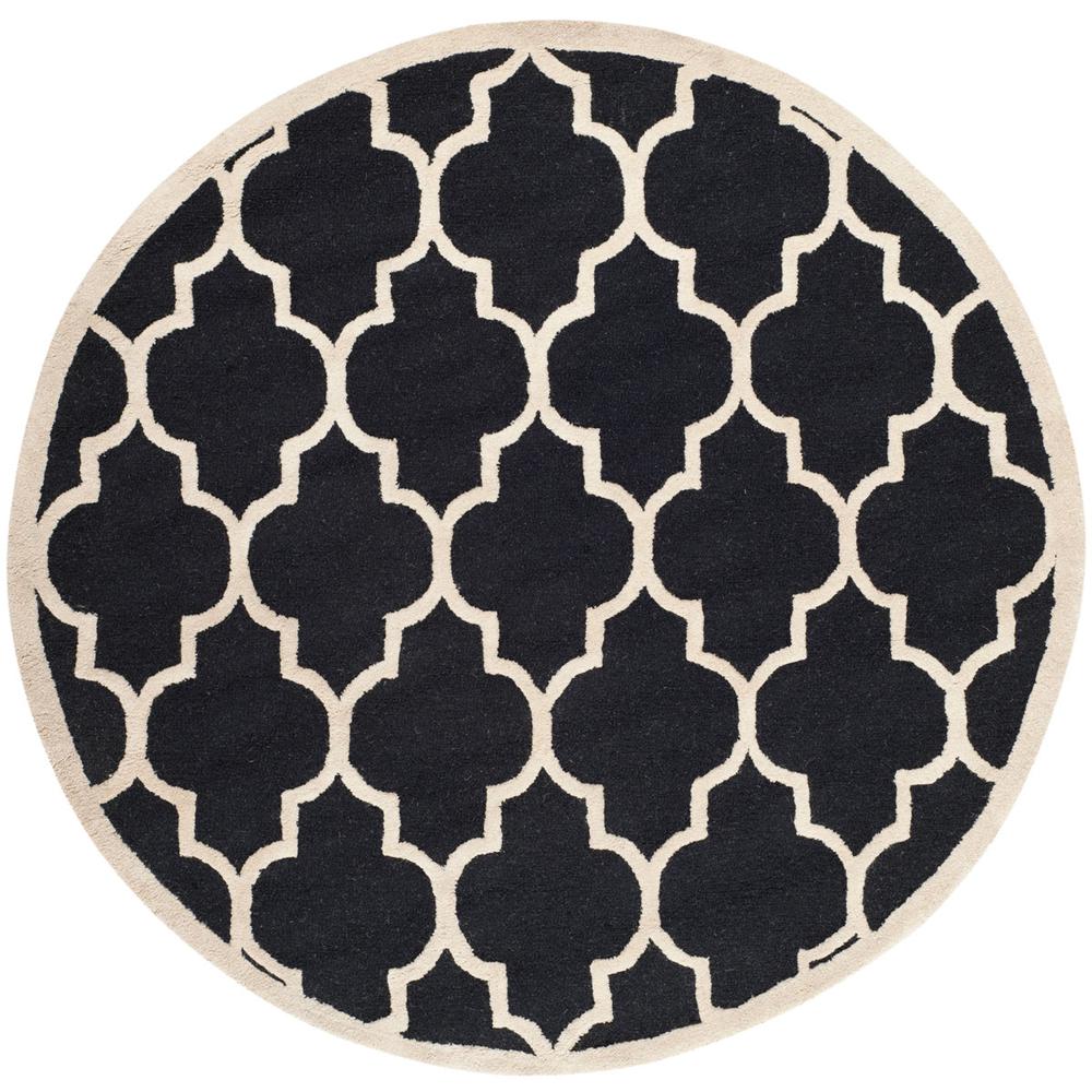 CAMBRIDGE, BLACK / IVORY, 6' X 6' Round, Area Rug, CAM134E-6R