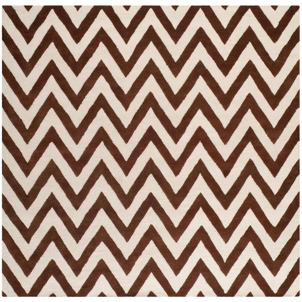 CAMBRIDGE, DARK BROWN / IVORY, 8' X 8' Square, Area Rug, CAM139H-8SQ