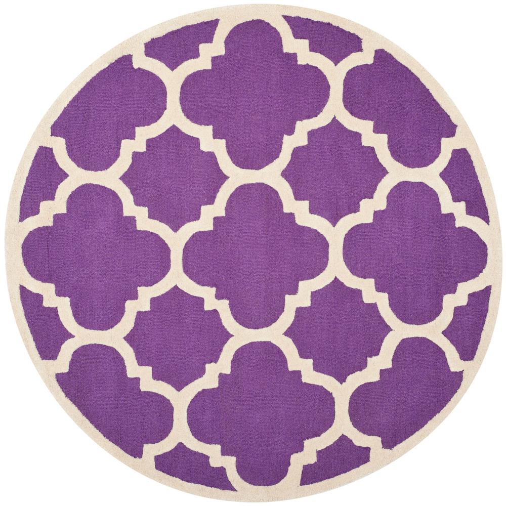 CAMBRIDGE, PURPLE / IVORY, 6' X 6' Round, Area Rug, CAM140K-6R