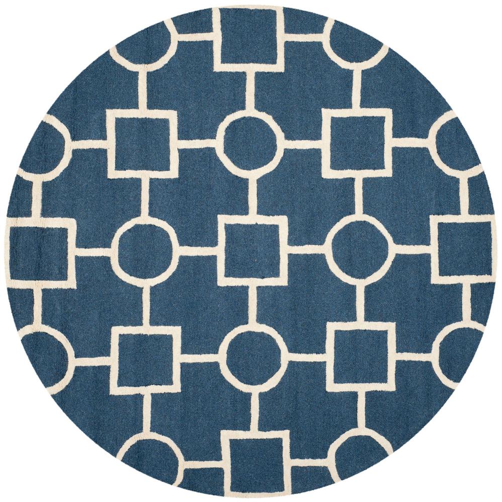 CAMBRIDGE, NAVY BLUE / IVORY, 6' X 6' Round, Area Rug, CAM143G-6R