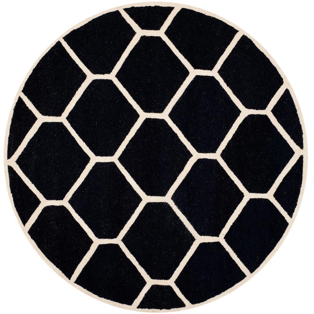 CAMBRIDGE, BLACK / IVORY, 6' X 6' Round, Area Rug, CAM144E-6R