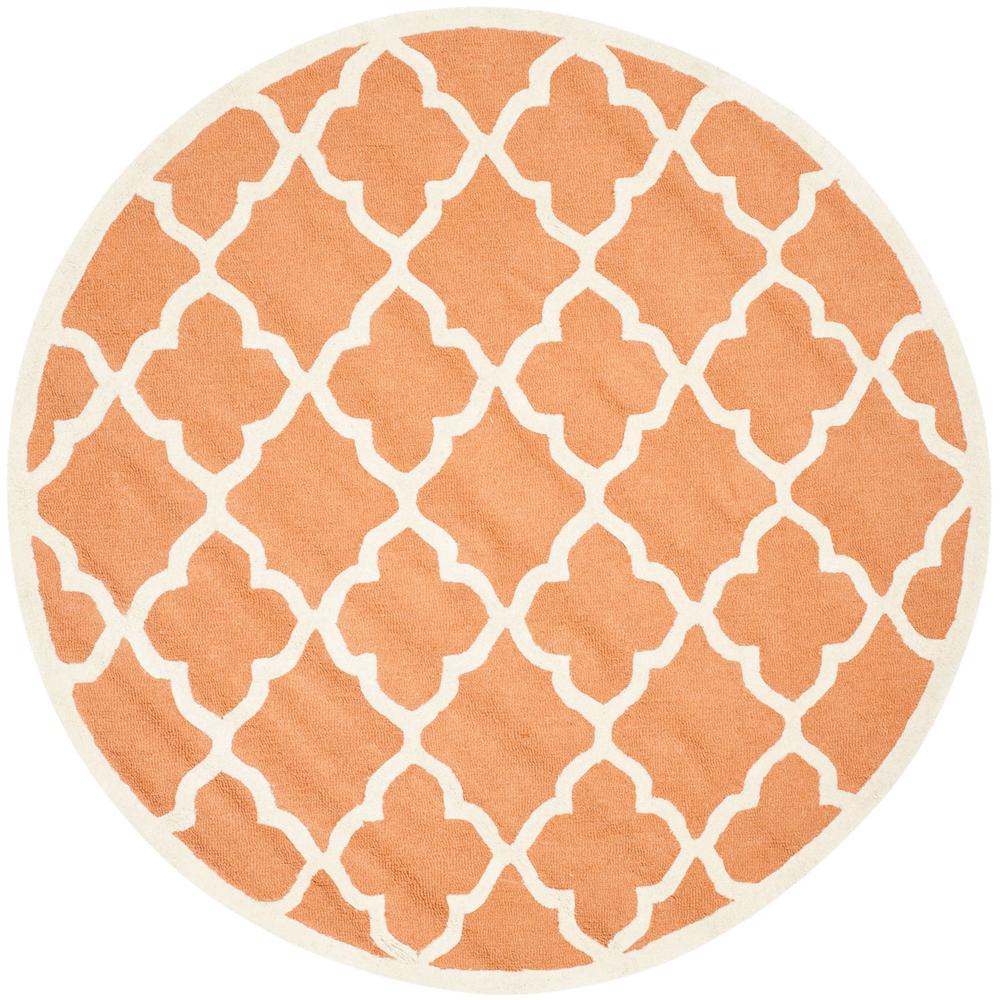 CAMBRIDGE, CORAL / IVORY, 6' X 6' Round, Area Rug, CAM312W-6R