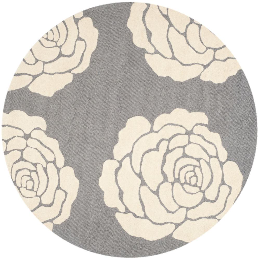 CAMBRIDGE, DARK GREY / IVORY, 6' X 6' Round, Area Rug, CAM782D-6R
