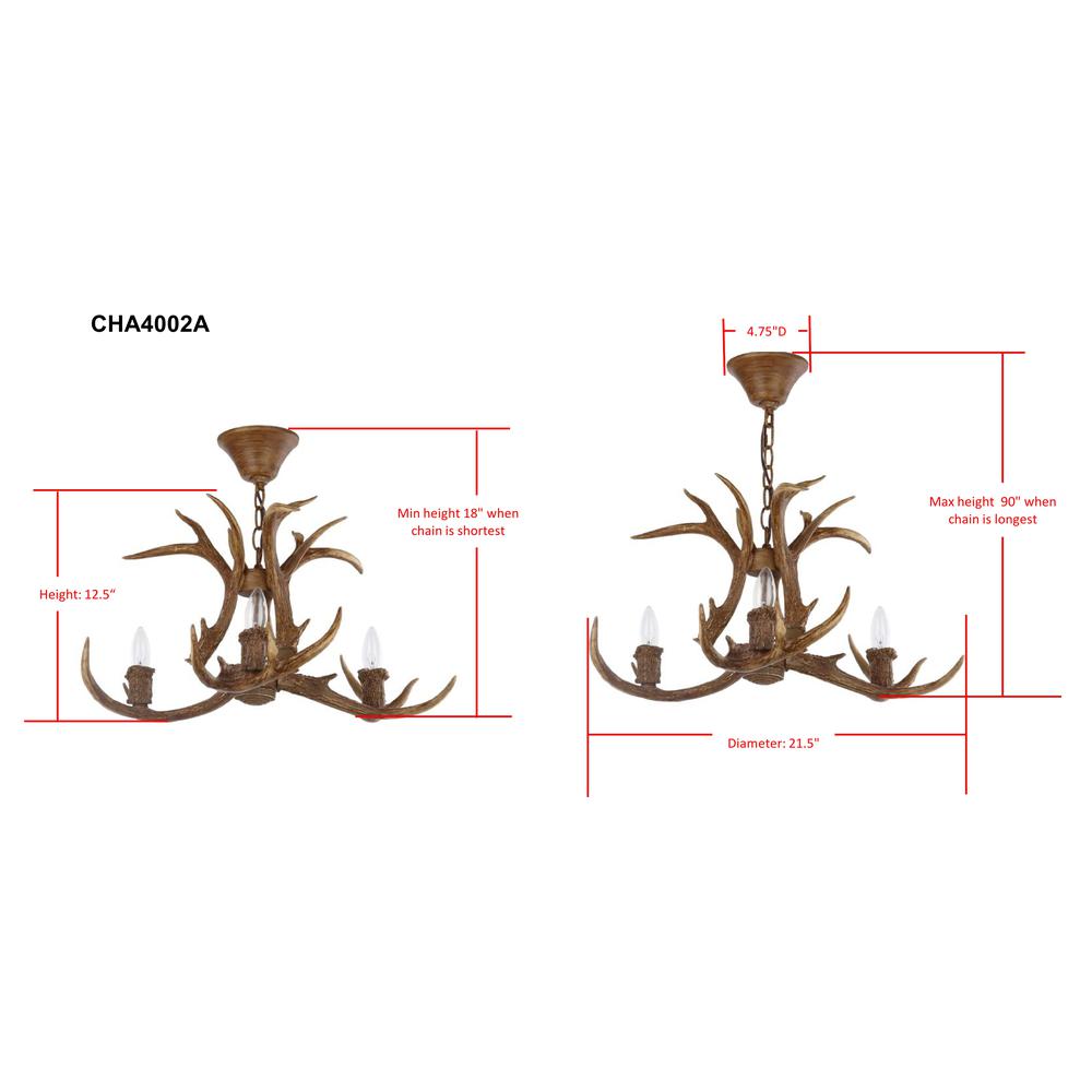 Makani 21.5-Inch Dia Antler Chandelier, Brown