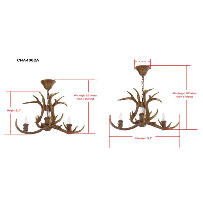 Makani 21.5-Inch Dia Antler Chandelier, Brown