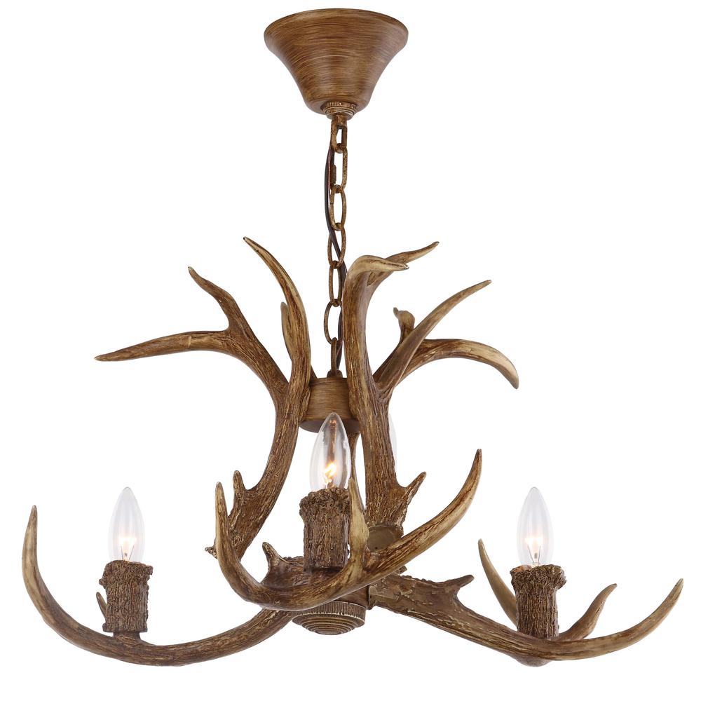 Makani 21.5-Inch Dia Antler Chandelier, Brown