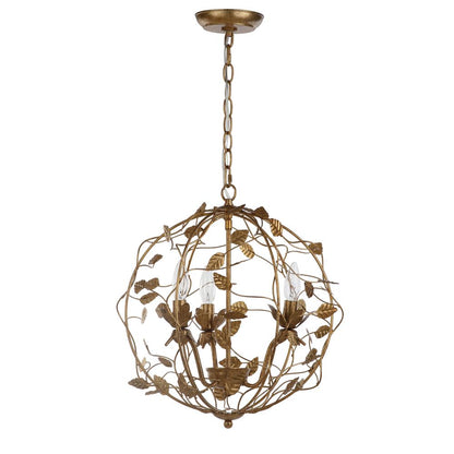 Austen Cage Chandelier, Gold Leaf
