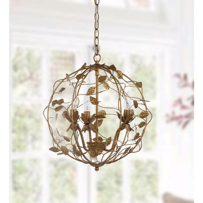 Austen Cage Chandelier, Gold Leaf