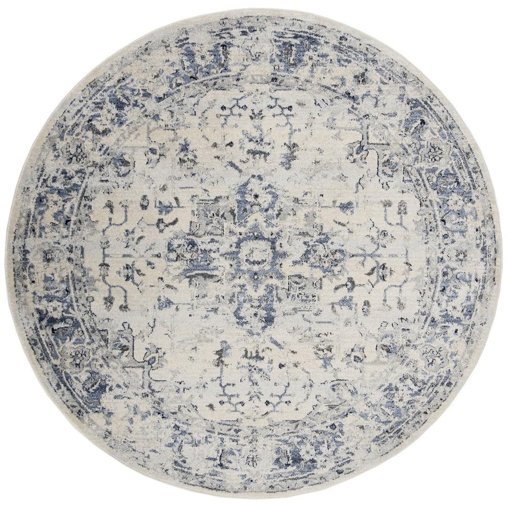 CHARLESTON, IVORY / NAVY, 6'-7" X 6'-7" Round, Area Rug