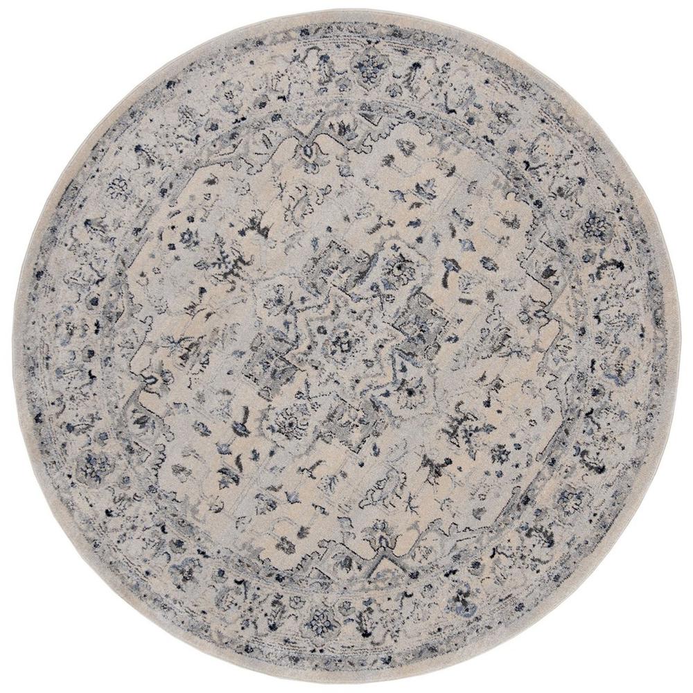 CHARLESTON, IVORY / LIGHT BLUE, 6'-7" X 6'-7" Round, Area Rug