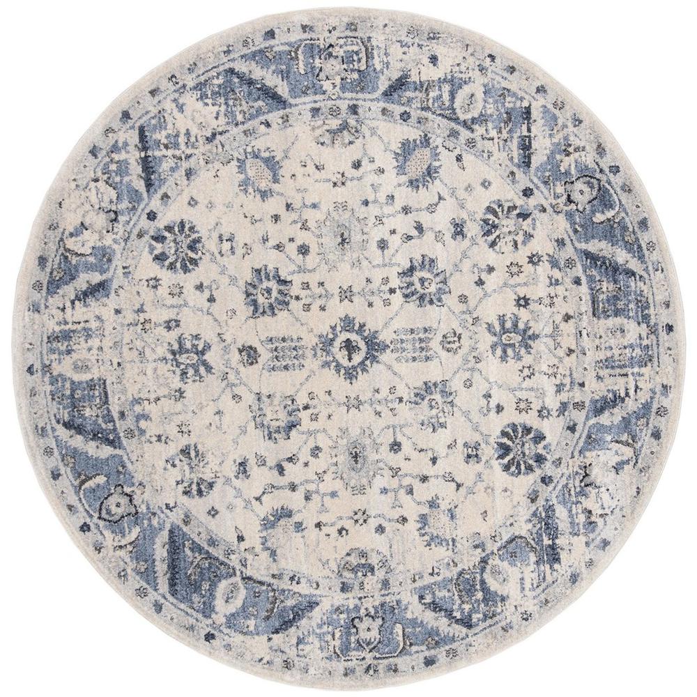CHARLESTON, IVORY / BLUE, 6'-7" X 6'-7" Round, Area Rug