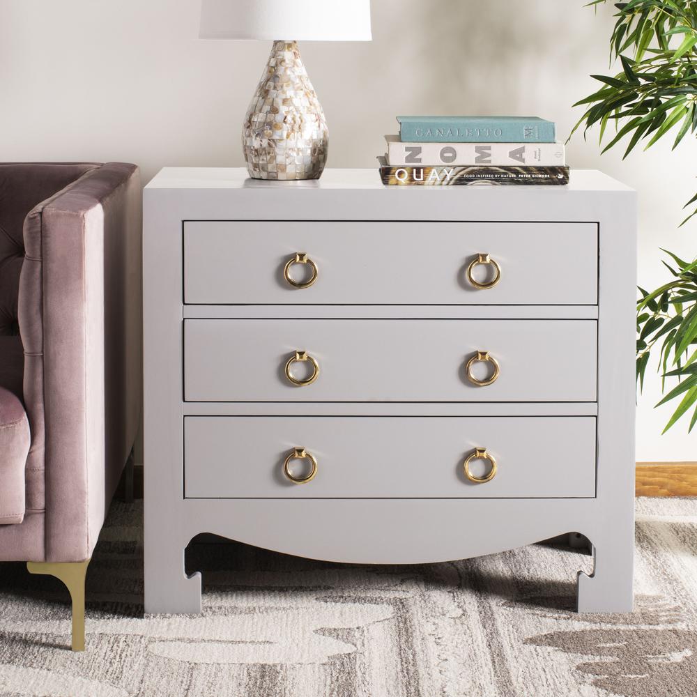 Dion 3 Drawer Chest, Grey/Gold