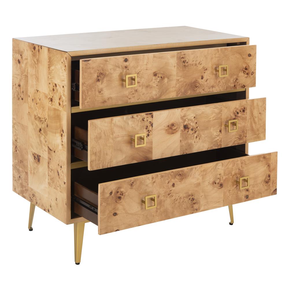 Katia 3 Drawer Chest, Natural/Gold