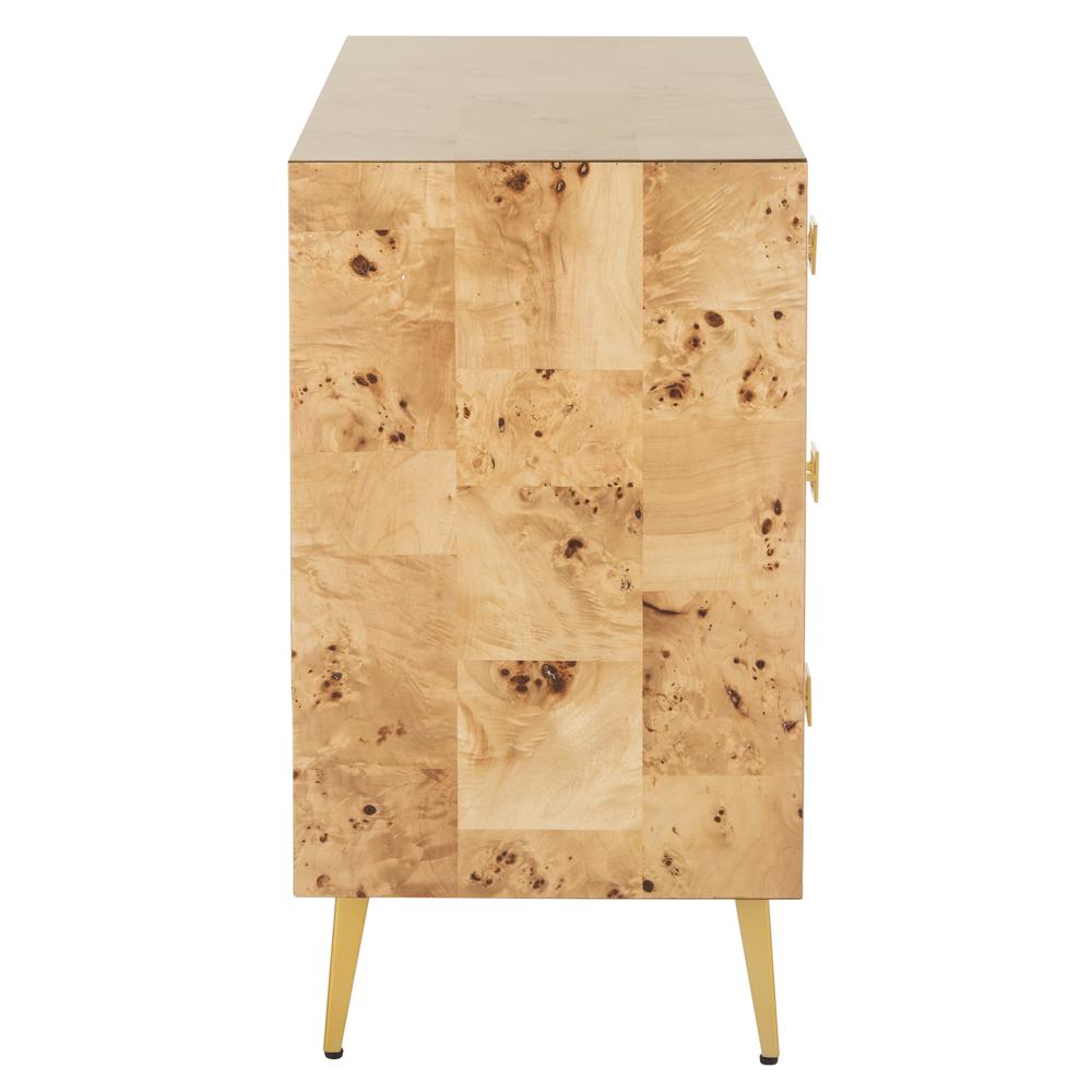 Katia 3 Drawer Chest, Natural/Gold