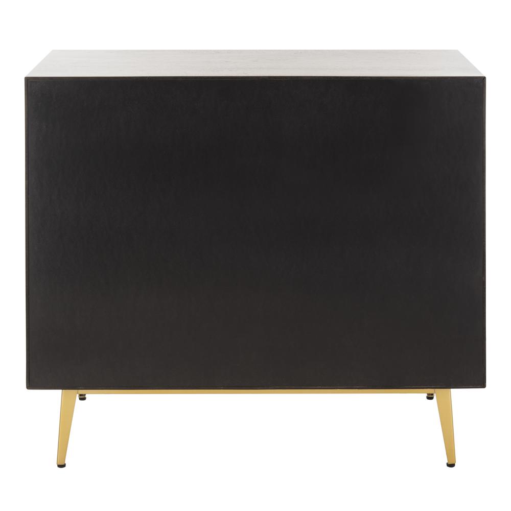 Katia 3 Drawer Chest, Walnut Parquet/Gold
