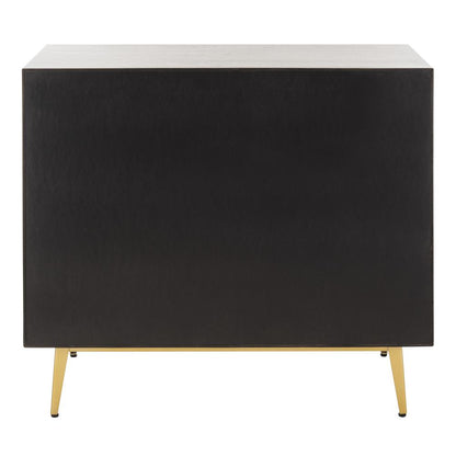 Katia 3 Drawer Chest, Walnut Parquet/Gold