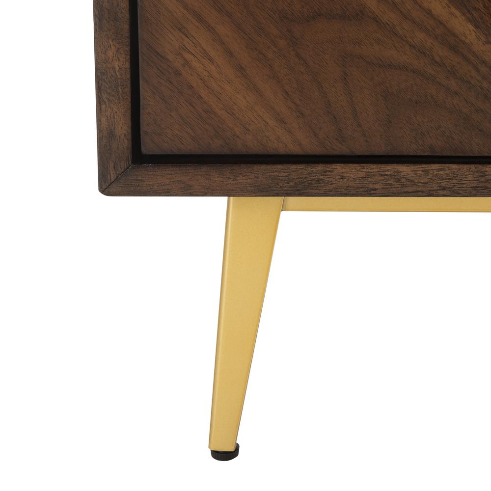 Katia 3 Drawer Chest, Walnut Parquet/Gold
