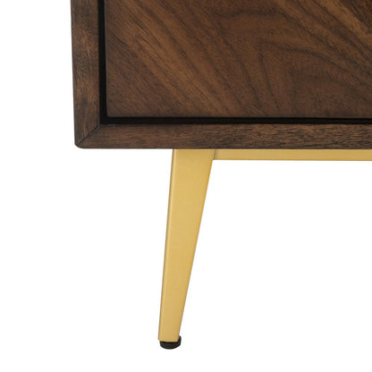 Katia 3 Drawer Chest, Walnut Parquet/Gold