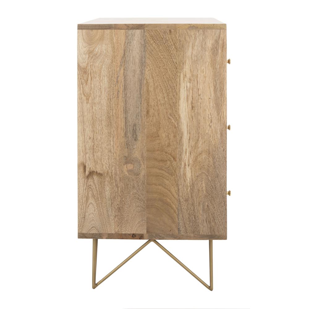 Marigold 3 Drawer Chest, Natural/Brass