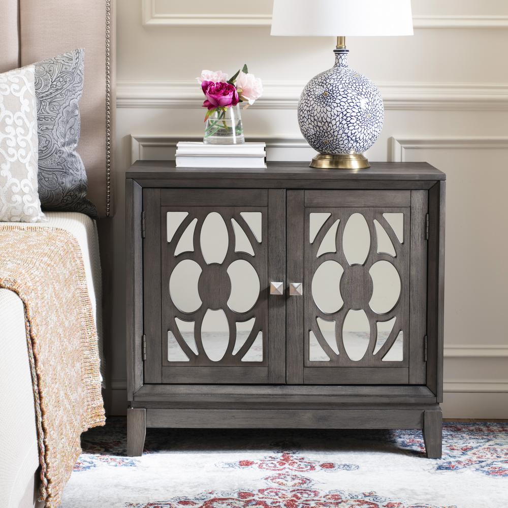 Shannon 2 Door Chest, Grey Wash Walnut/Mirror