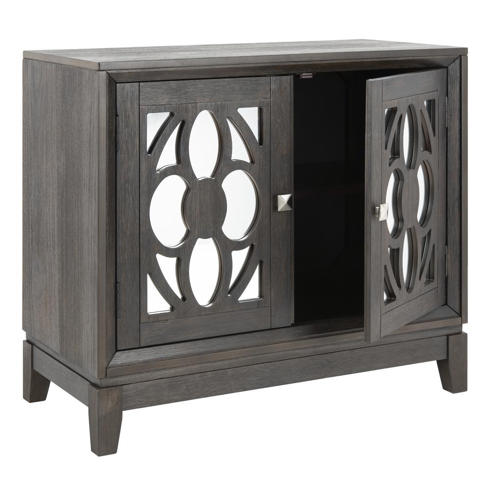 Shannon 2 Door Chest, Grey Wash Walnut/Mirror