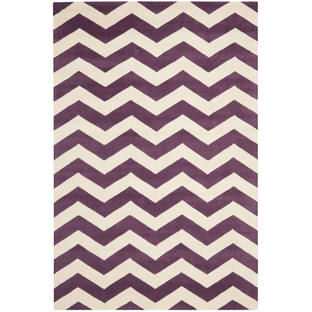 CHATHAM, PURPLE / IVORY, 6' X 9', Area Rug, CHT715F-6