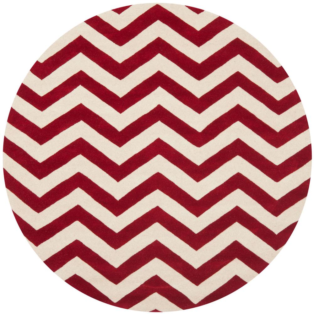 CHATHAM, RED / IVORY, 5' X 5' Round, Area Rug, CHT715G-5R