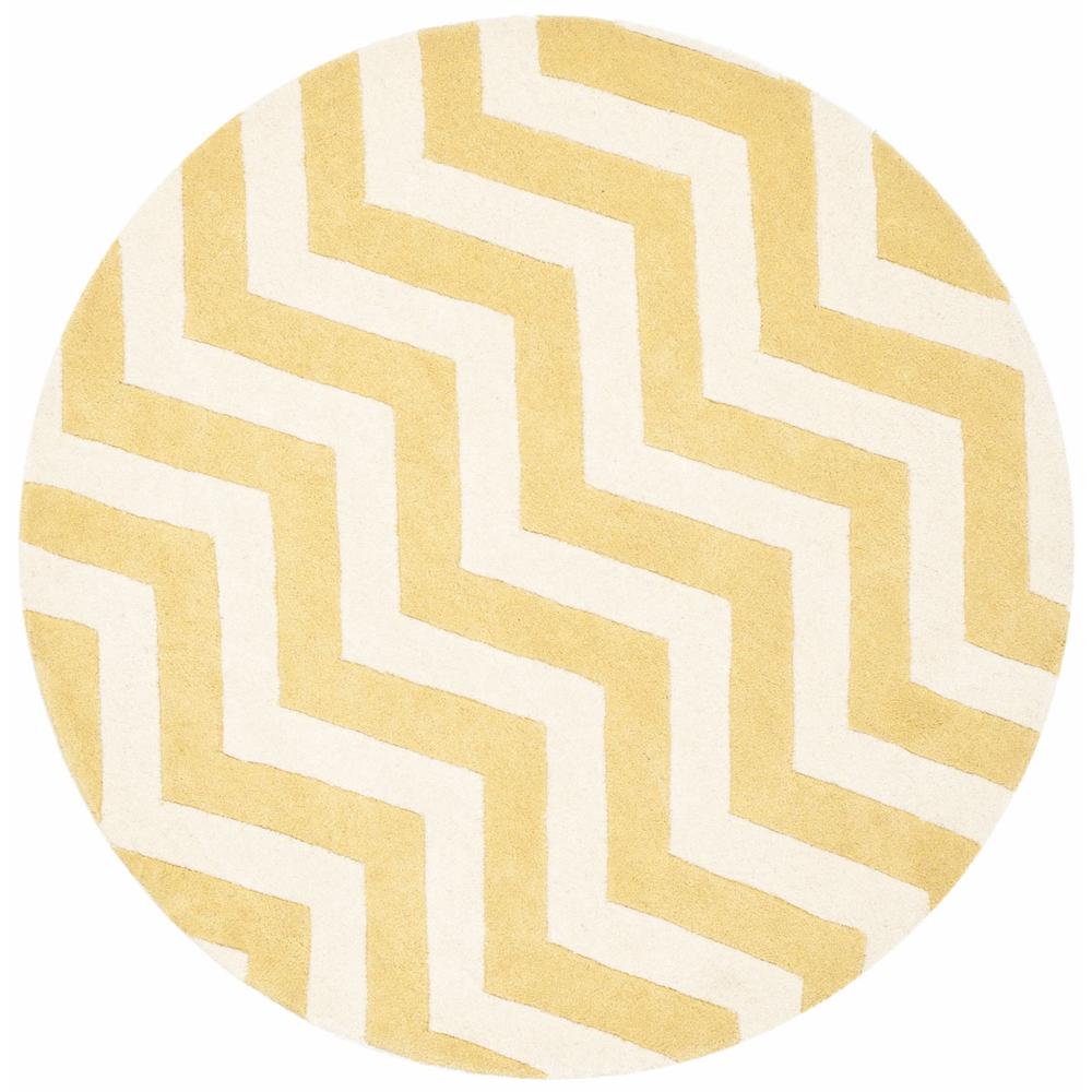 CHATHAM, LIGHT GOLD / IVORY, 5' X 5' Round, Area Rug