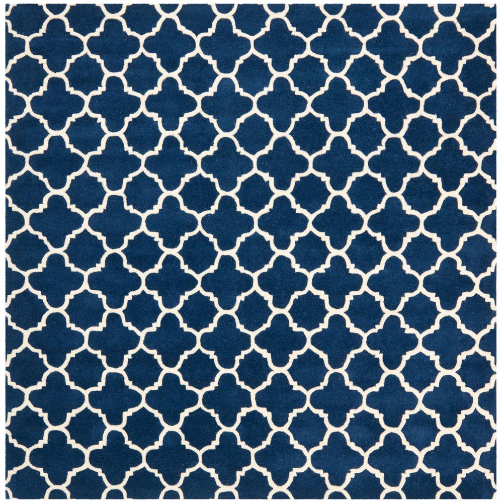 CHATHAM, DARK BLUE / IVORY, 7' X 7' Square, Area Rug, CHT717C-7SQ