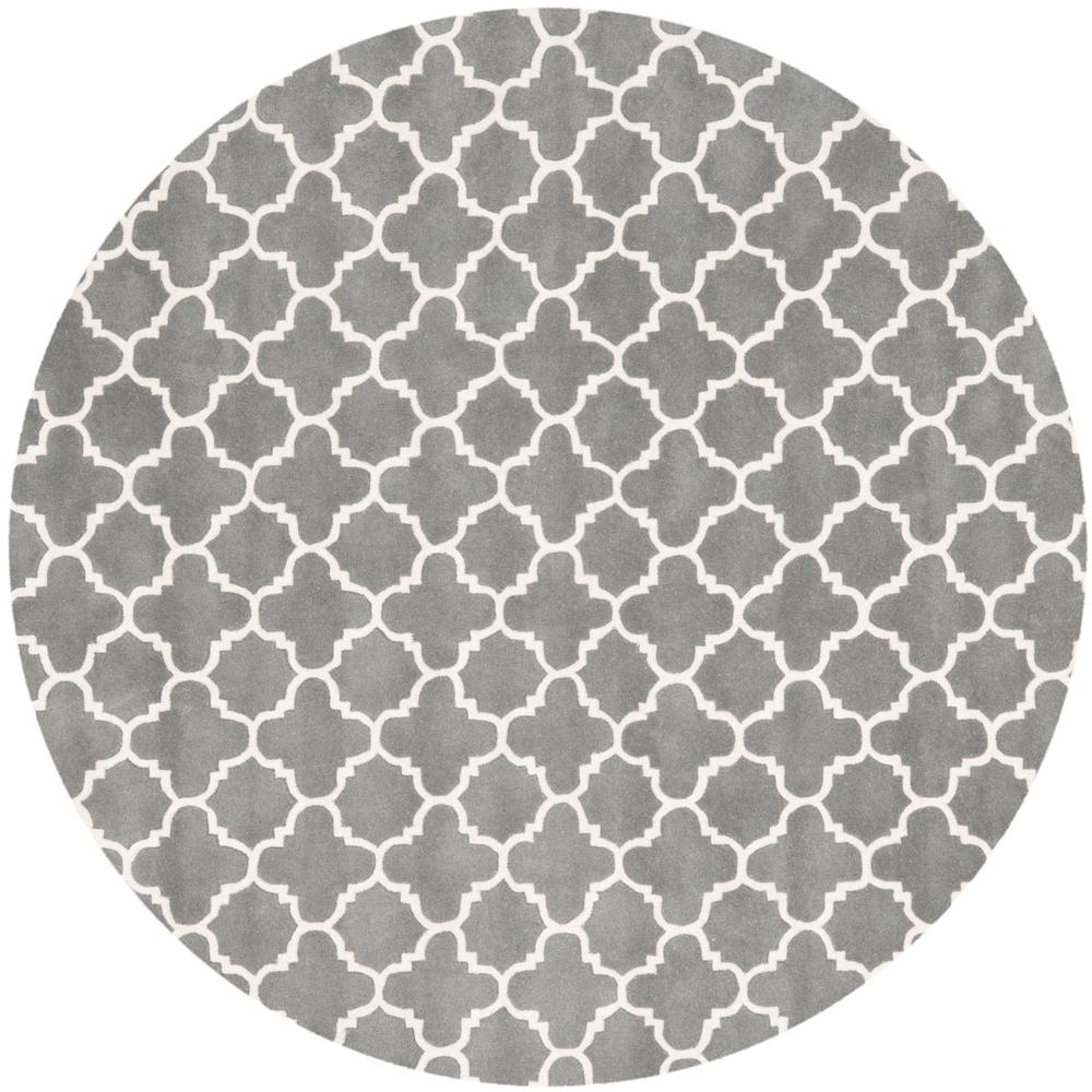 CHATHAM, DARK GREY / IVORY, 7' X 7' Round, Area Rug, CHT717D-7R