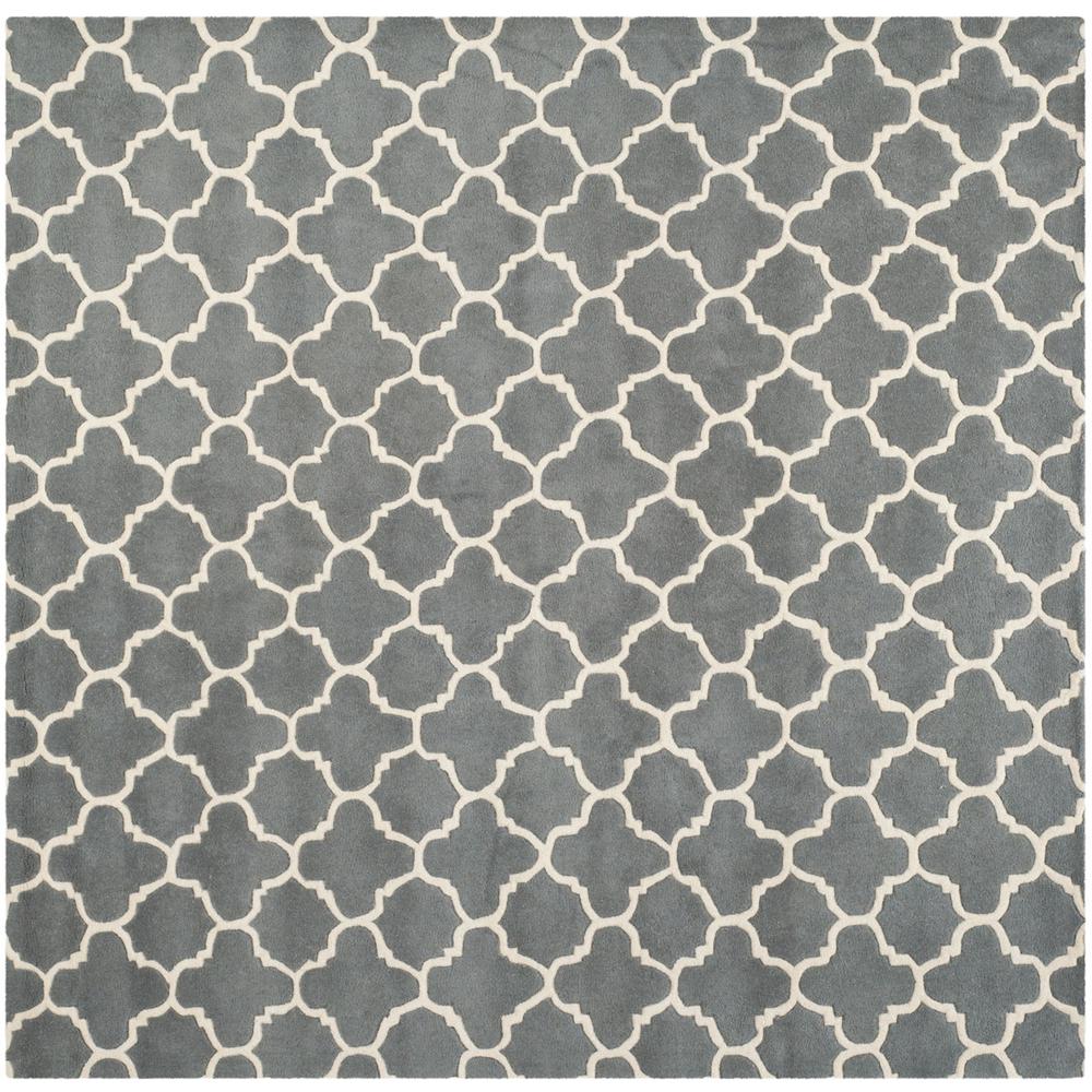 CHATHAM, DARK GREY / IVORY, 7' X 7' Square, Area Rug, CHT717D-7SQ