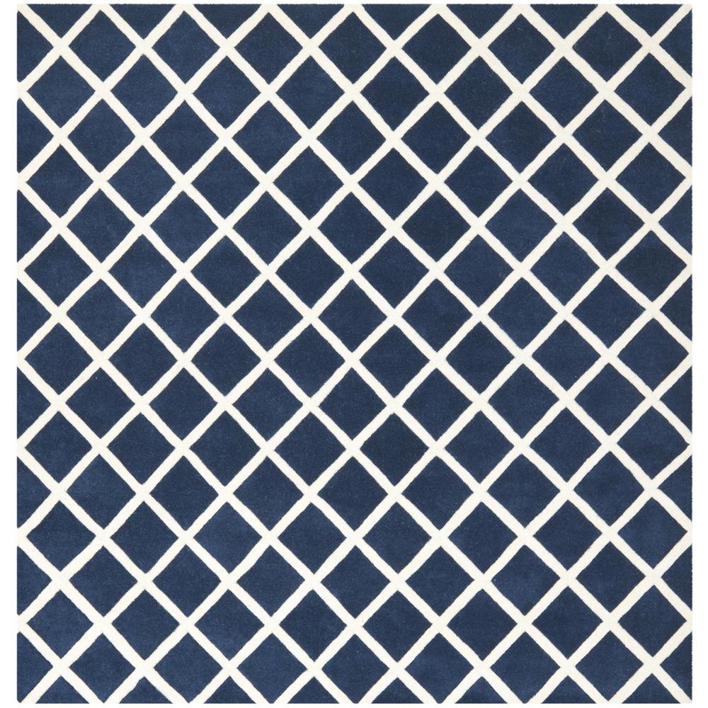 CHATHAM, DARK BLUE / IVORY, 7' X 7' Square, Area Rug, CHT718C-7SQ