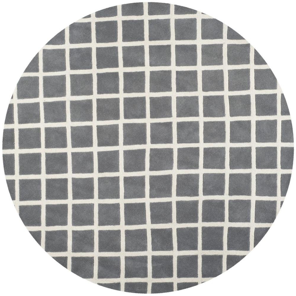 CHATHAM, DARK GREY / IVORY, 7' X 7' Round, Area Rug, CHT718D-7R