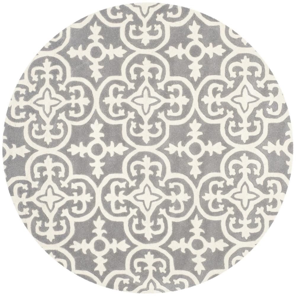 CHATHAM, DARK GREY / IVORY, 5' X 5' Round, Area Rug, CHT729D-5R