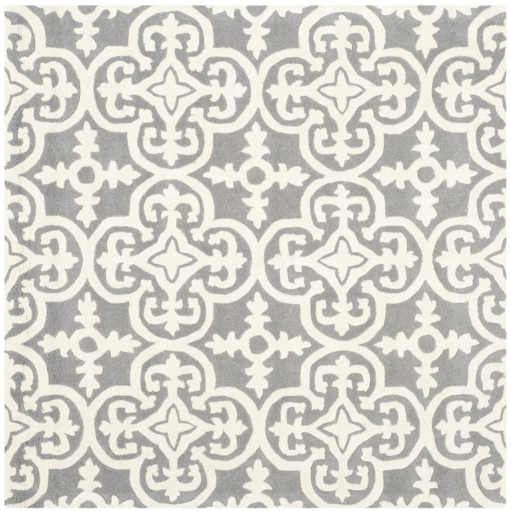 CHATHAM, DARK GREY / IVORY, 5' X 5' Square, Area Rug, CHT729D-5SQ
