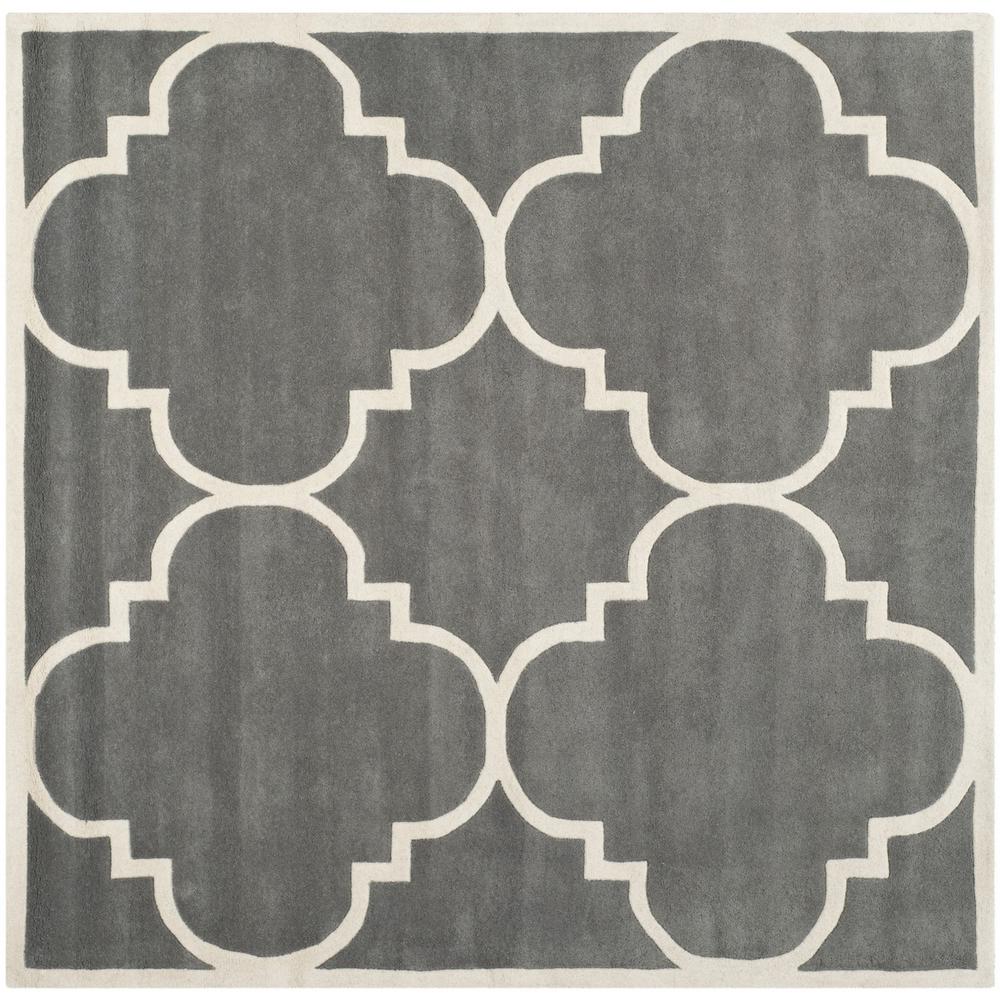 CHATHAM, DARK GREY / IVORY, 4' X 4' Square, Area Rug, CHT730D-4SQ