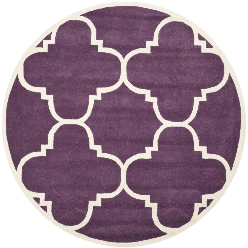 CHATHAM, PURPLE / IVORY, 7' X 7' Round, Area Rug, CHT730F-7R