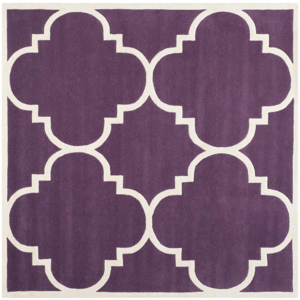 CHATHAM, PURPLE / IVORY, 7' X 7' Square, Area Rug, CHT730F-7SQ