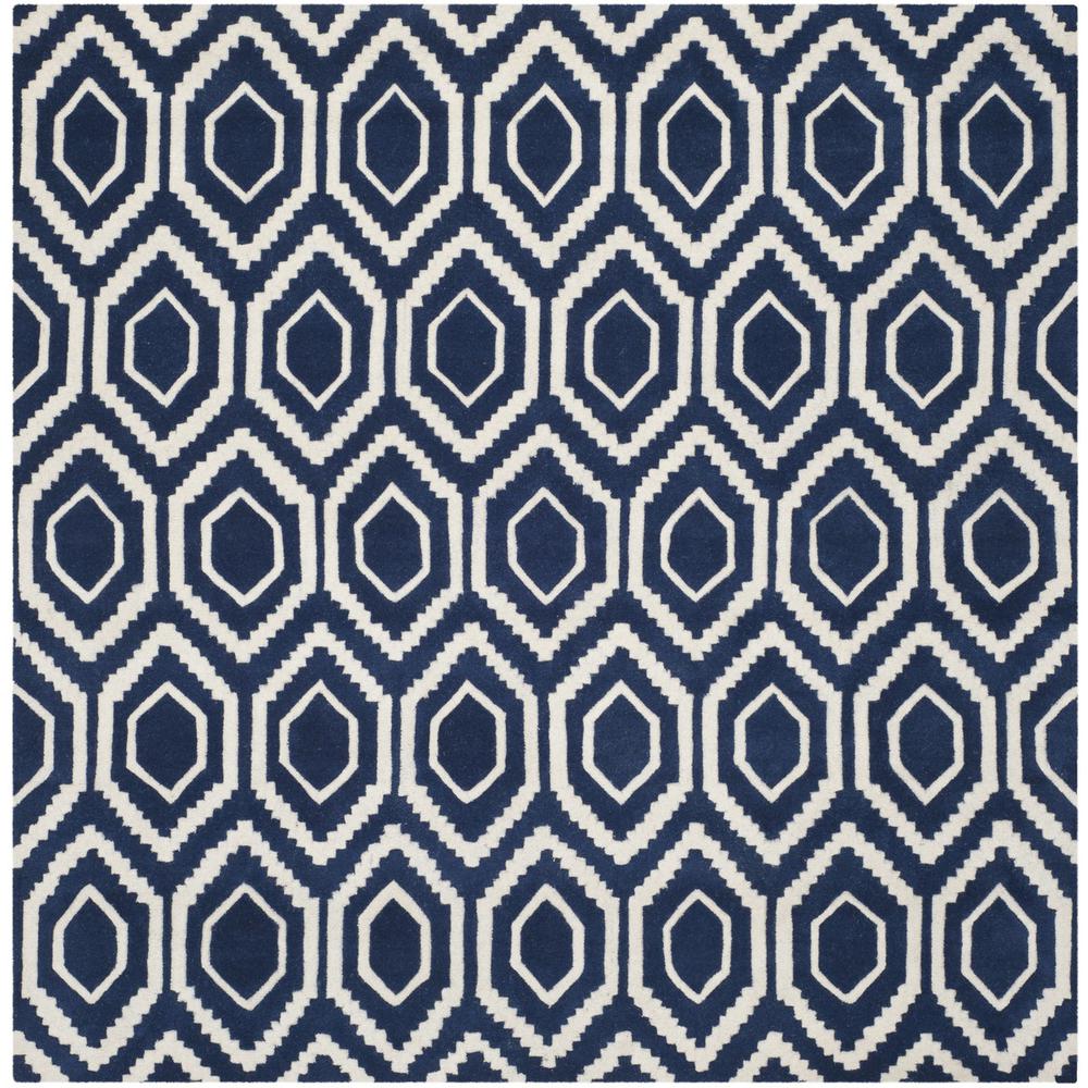CHATHAM, DARK BLUE / IVORY, 7' X 7' Square, Area Rug, CHT731C-7SQ