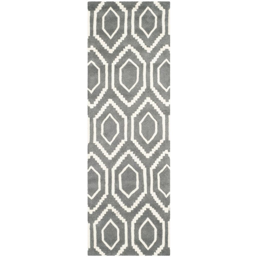 CHATHAM, DARK GREY / IVORY, 2'-3" X 11', Area Rug, CHT731D-211