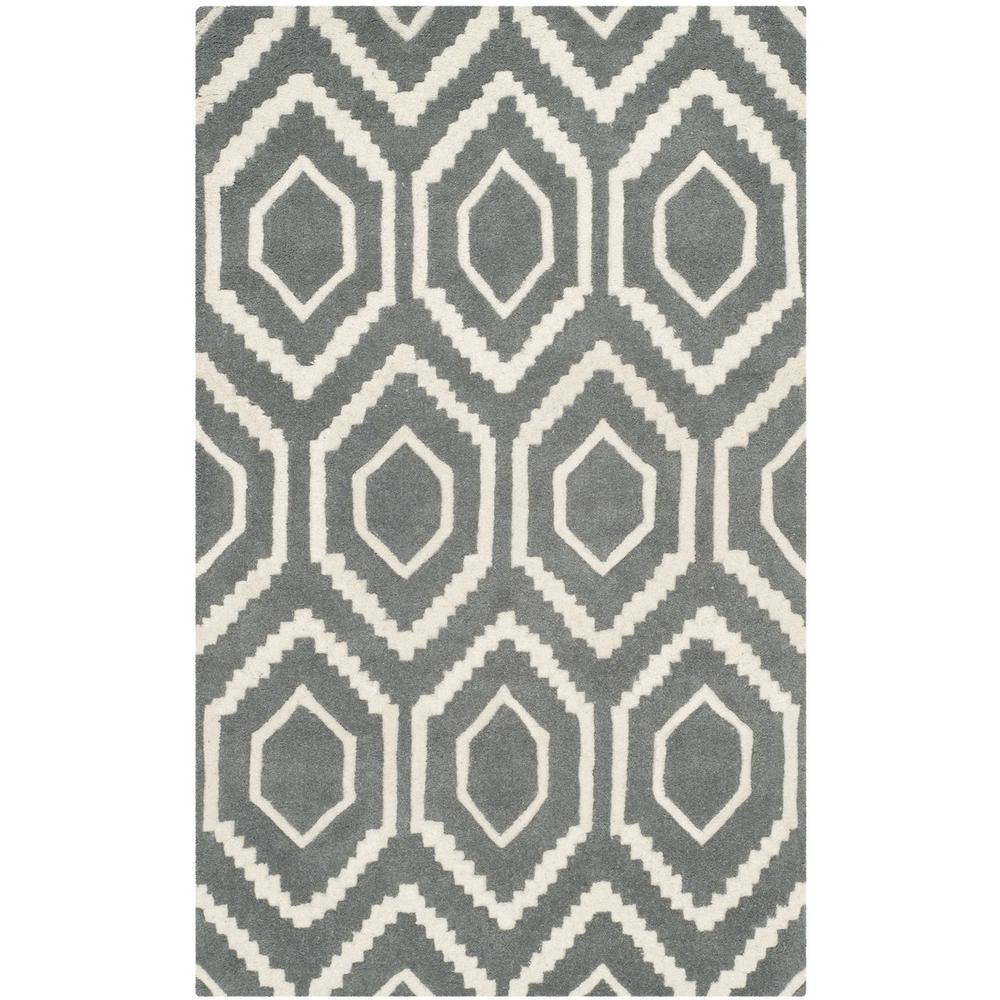 CHATHAM, DARK GREY / IVORY, 3' X 5', Area Rug, CHT731D-3
