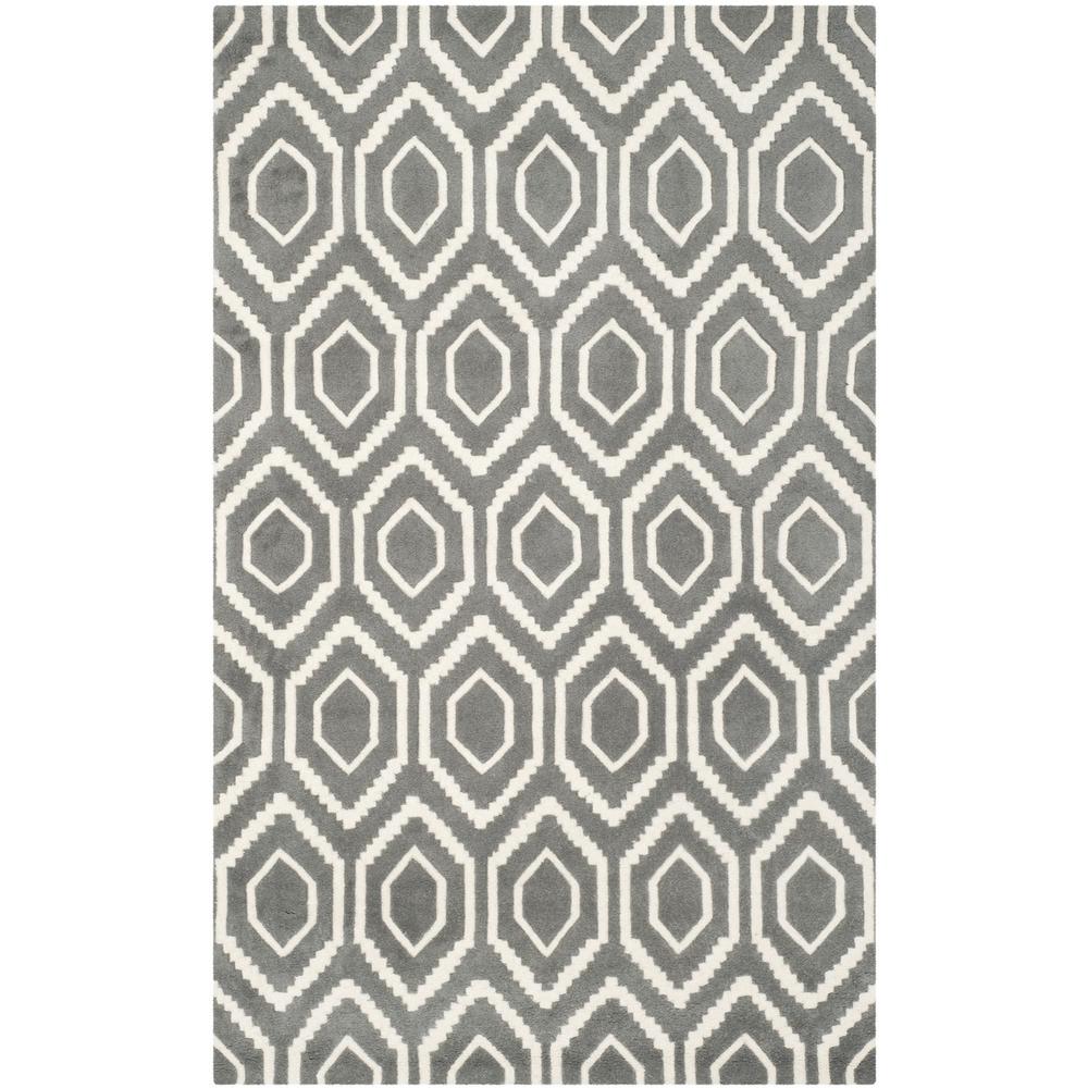 CHATHAM, DARK GREY / IVORY, 5' X 8', Area Rug, CHT731D-5